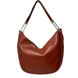 Barbara Milano Made in Italy Soft Leather Hobo Shoulder Bag, Cognac Brown